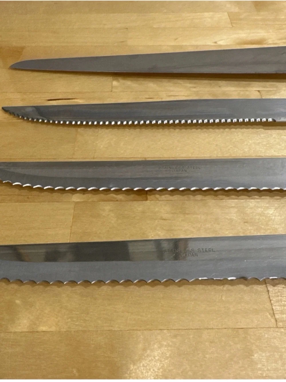 Vintage Japan Kitchen Knife Lot 5 Molybdenum Vanadium Serrated Cake Wood Handles